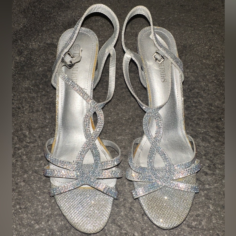 Elegant Silver Strappy Heels